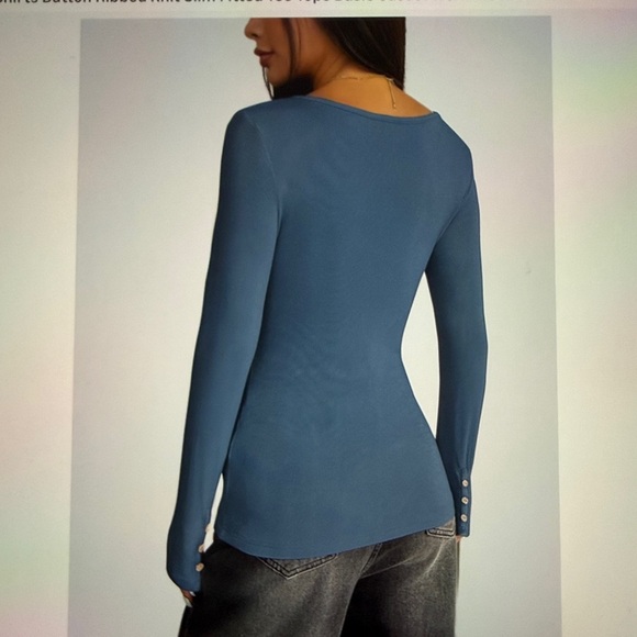 Women's Ribbed LS Henley - Picture 11 of 12